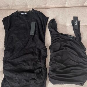 Lulu's Elegant Black Lace and Ruched Blouses